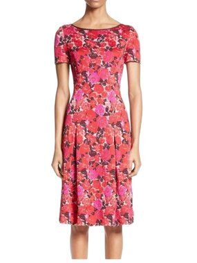 St John Collection Indian Rose Blister Jacquard Dress